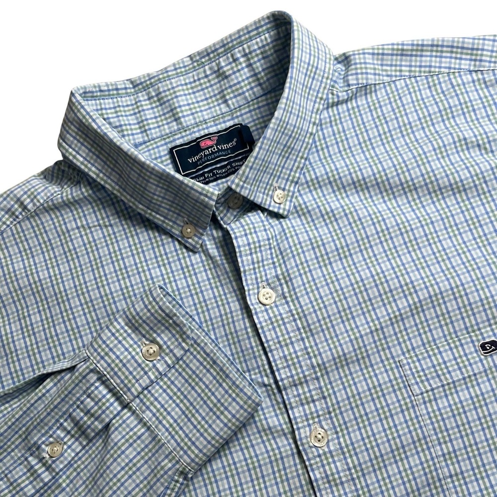 Vineyard Vines Performance Mens‎ XL Plaid Long Sleeve Slim Fit Tucker Shirt